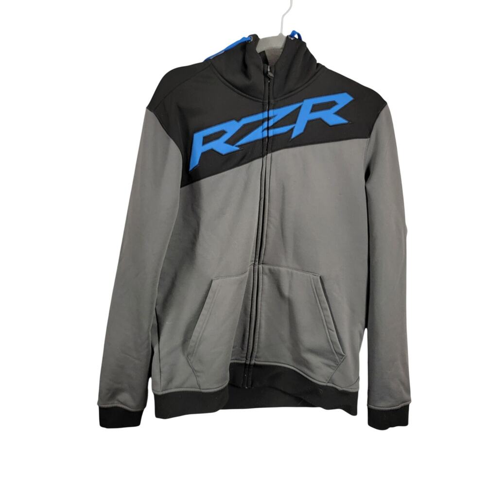Polaris RZR Tech ORV Full Zip Hoodie Mens Medium Gray Black Blue Preowned 312